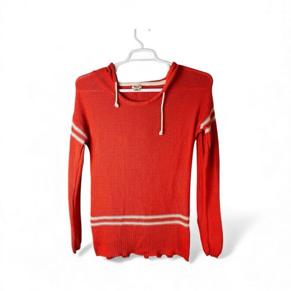 Mossimo Hoodie Knit Orange Sweater Size Med Long Sleeve Pullover - Picture 1 of 7
